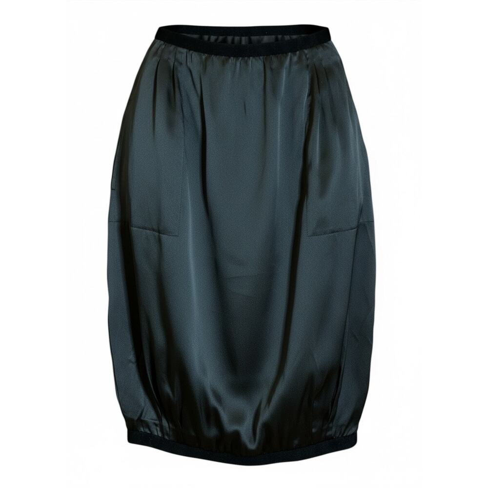 Yves Saint Laurent Vintage Y2K Black Silk & Velvet Knee Skirt Size Medium